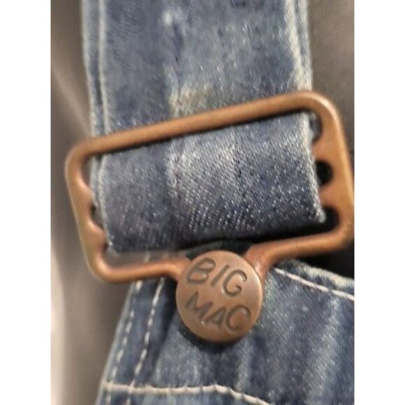 Vintage Big Mac Square Bak Overalls Men Sz XL Blue Denim Farmer Casual Workwear - Picture 3 of 12